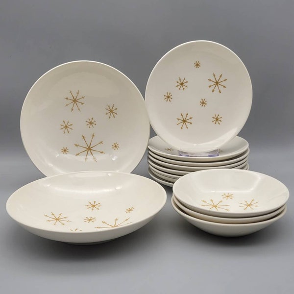 Vintage Royal China Ironstone Star Glow Plates & Bowls Vintage Atomic Mid Century Modern Dinner Set MCM Dinnerware Mid Century Modern Dishes