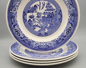 Set of Vintage Blue Willow Dinner Plates by Royal China