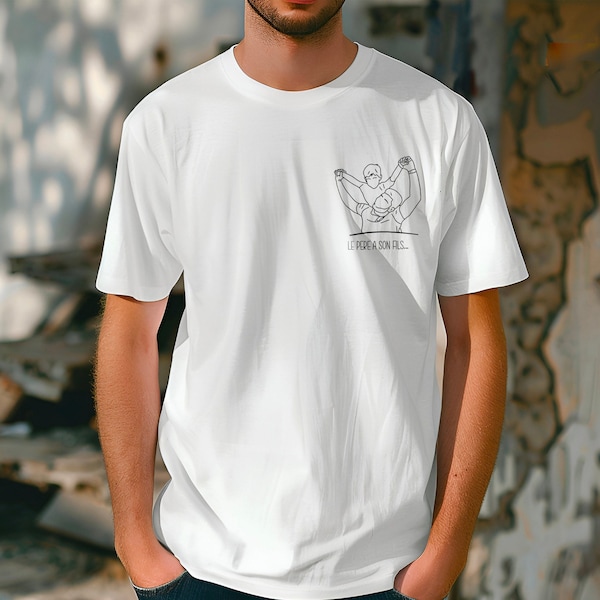 Portrait contour / tee-shirt line art / portrait au trait / Tshirt photo/ Tshirt / famille / fête des pères / cadeau personnalisé