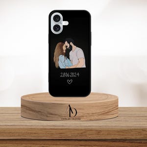 Coque telephone personnalisée, coque iphone, coque photo portrait contour, coque Line art coque photo dessin