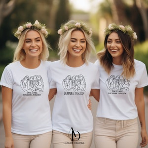Bride T-shirt/ Bride&#39;s team t-shirt/ EVJF T-shirt/ Wedding T-shirt/ EVJF photo portrait/ Line T-shirt/ Personalized T-shirt /EVJF