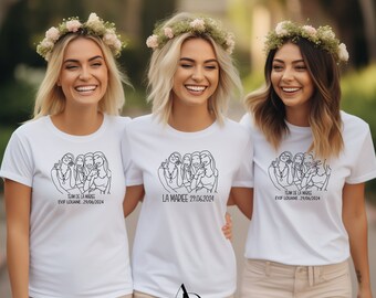 Bride T-shirt/ Bride's team t-shirt/ EVJF T-shirt/ Wedding T-shirt/ EVJF photo portrait/ Line T-shirt/ Personalized T-shirt /EVJF
