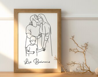 Family picture / Family frame / Portrait painting / Family portrait / Line art painting / Line art portrait / Family gift /