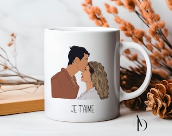 Unique personalized mug with your photo - Hand-drawn line art - Personalized photo mug - Personalized ceramic mug