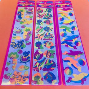 Bandes d&#39;autocollants Lisa Frank irisées vintage - Lunettes de soleil ou ours en peluche au choix