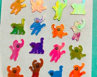 Sandylion Vintage Super Rare Pearl Mini Monkey Stickers on Blue