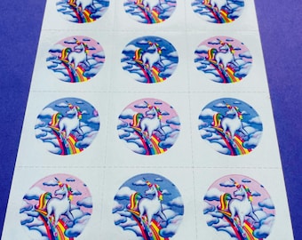 1 Large Vintage Lisa Frank Unicorn & Rainbows Sticker Sheet