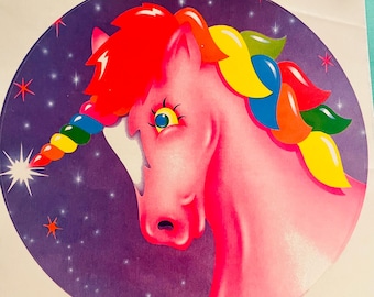 Jumbo Sized Vintage 1984 Lisa Frank Unicorn Sticker