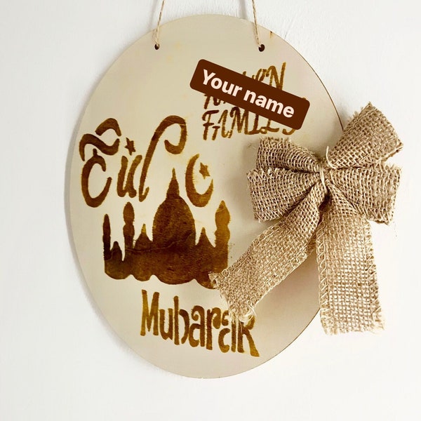 personalised Holzschilder personalisiert wooden signs Eid Mubarak Dekoration decoration Geschenkideen handmade Eid-Geschenke gift idea gifts