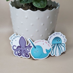 CuteSea - Sticker - matt soft touch - Meereslebewesen - süße Sprüche