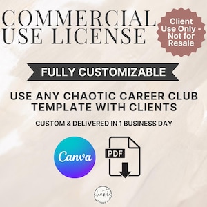 Commercial Use License | Customize for Any Chaotic Career Club Resume Template | Canva Access + PDF License | 1 Business Day Delivery