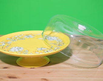 Cake stand Handmade ceramic serving stand Yellow flowered modern cake stand, handmade ceramic serving stand and Covered Cake stand 30 Cm