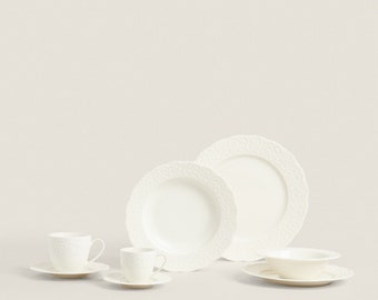 Handmade Organic Healthy Embossed Porcelain Dinnerware Sets for 1-6-12 Persons gifts for, Gifts for a lifetime