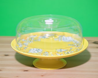 Cake stand Handmade ceramic serving stand Yellow flowered modern cake stand, handmade ceramic serving stand and covered cake stand 30 Cm