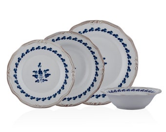 Dinnerware Sets Stonware Blue White Dinnerware Set for 1-6-12 Persons gifts for, Gifts for a lifetime, Healthy Organic Dinnerware Sets