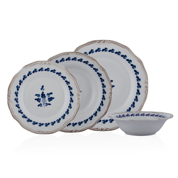 Dinnerware Sets Stonware Blue White Dinnerware Set for 1-6-12 Persons gifts for, Gifts for a lifetime, Dining and Serving