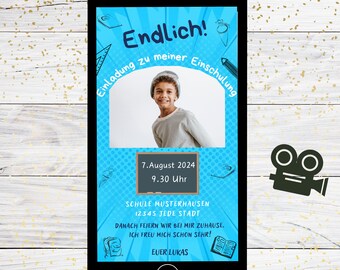 Digitale Einladung Einschulung | Ecard Einladung Einschulung | Einschulung 2024 | Karte zum Schulanfang | Ecard Einschulung | Schulkind 2024