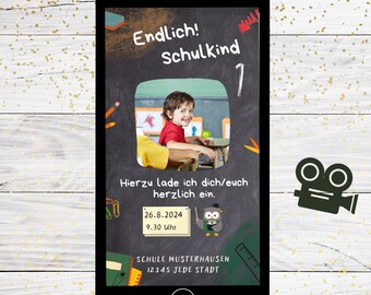 Einschulung Einladung | Digitale Einladung zur Einschulung | Einschulung 2024 | Einladung Schulanfang | Ecard Schulanfang | Schulkind 2024