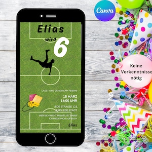 Digitale Einladungskarte Kindergeburtstag | E-Card Geburtsagseinladung | Geburtstag Einladung Fußball | digitale Geburtstagseinladung