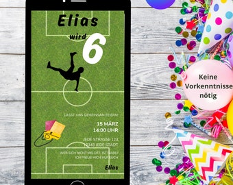 Digitale Einladungskarte Kindergeburtstag | E-Card Geburtsagseinladung | Geburtstag Einladung Fußball | digitale Geburtstagseinladung