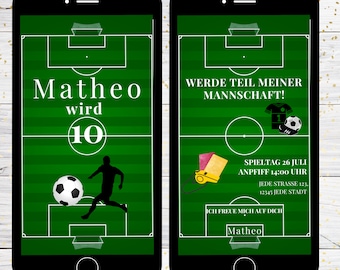 Digitale Einladungskarte Geburtstag Fußball  | personalisierte E-Card Geburtsagseinladung | Zum Versenden per WhatsApp, Instagram & Co