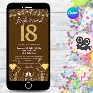 Invitation numérique pour votre 18e anniversaire | Carte du 18e anniversaire | Carte électronique d'invitation pour le 18e anniversaire | Invitation anniversaire 18ème anniversaire
