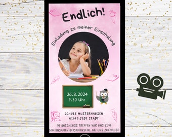 Einschulung Einladung | Digitale Einladung zur Einschulung | Einschulung 2024 | Karte zur Einladung | Ecard Einschulung | Schulkind 2024