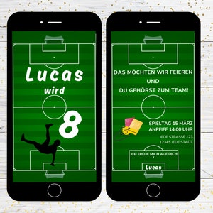 Tarjeta de invitación digital para cumpleaños infantil de fútbol | invitación de cumpleaños con tarjeta electrónica personalizada | Para enviar a través de WhatsApp, Instagram & Co