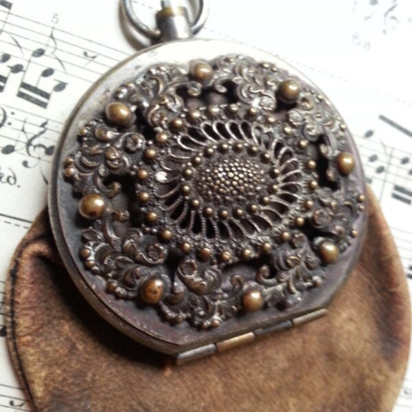 Leather and Metal. Victorian Wallet. As Found. Steampunk.