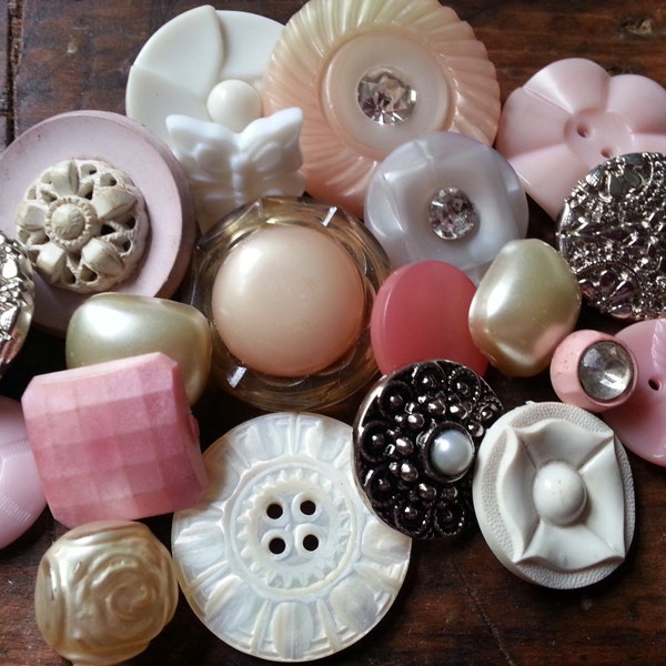 Cottage Chic ... Pale Pinks Creams Silvers ... Vintage and Newer, Buttons