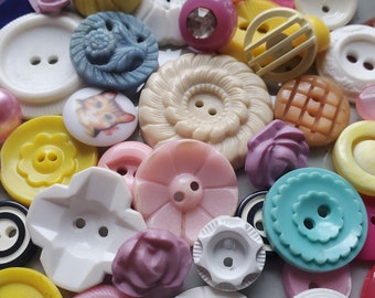 Forty Five (45), Shades of Pink Yellow White Other, Vintage Buttons. Cute!