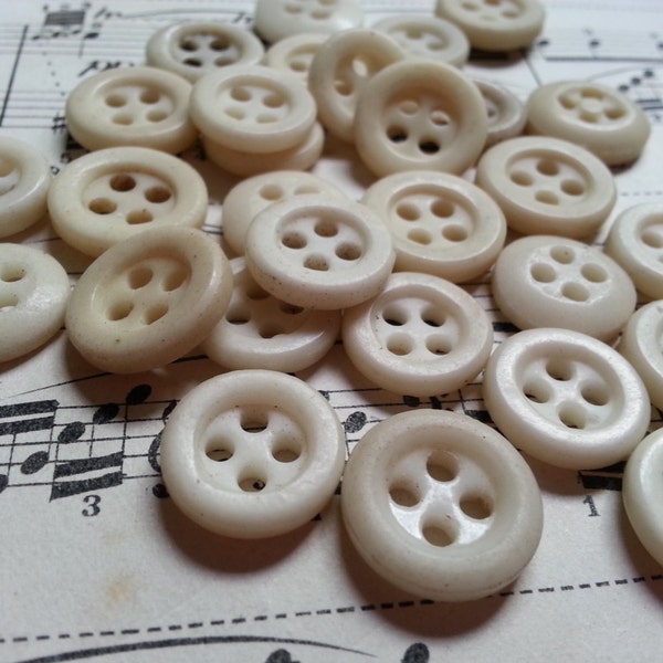 30, All Four Hole, Antique Underwear Buttons. Glass Porcelain, Buttons. Reenactors.