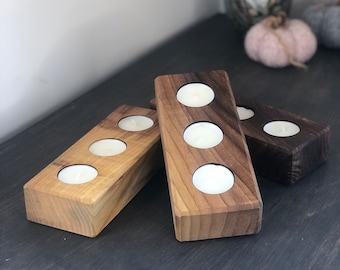 Wooden Candle Holder Rustic Style Tea Light Candle Holder Wedding Table