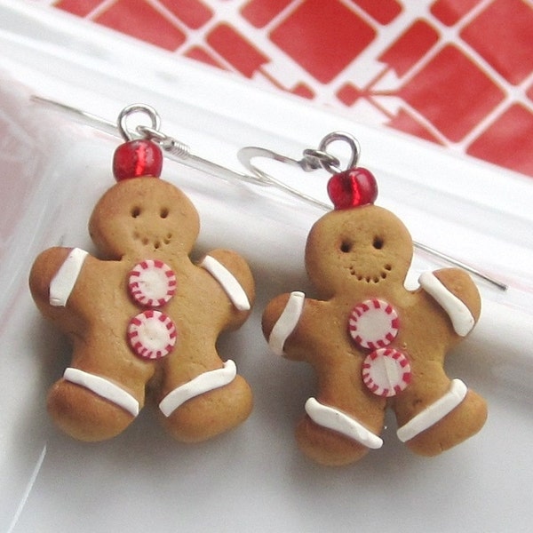 Gingerbread Man Cookie Earrings - Christmas Earrings