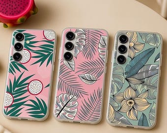 Tropical botanical plant phone case for Samsung Galaxy A17,  A26 ,  A36 ,A55 S25, S24FE, S23FE,S22,A16, iPhone 17 ,Pixel 10, 9 Pro XL