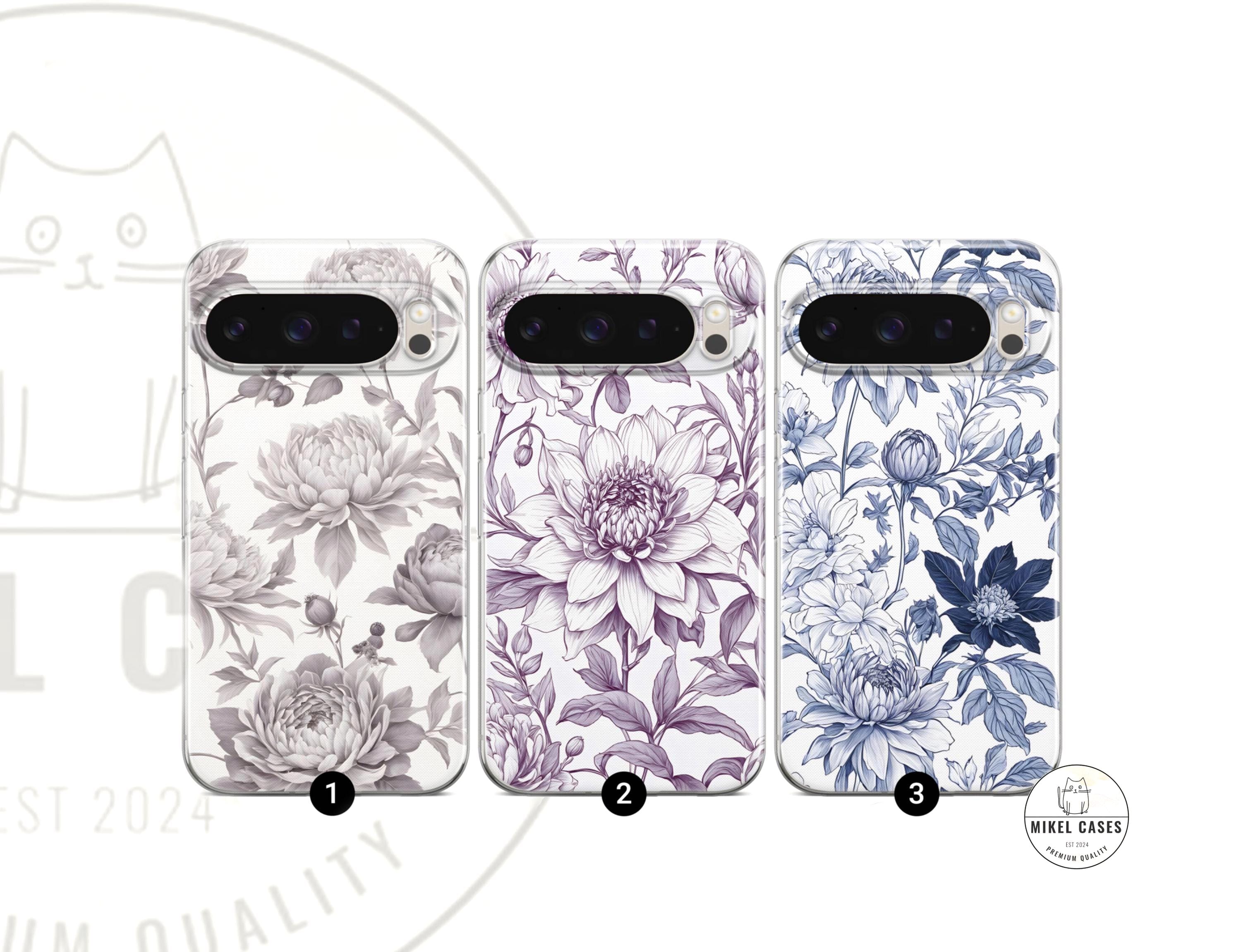 Toile Google Pixel 10, étui 9a, 9pro xl, 8A, 7 Pro, 7Pro, 6A, Pixel 6 Pro Pixel 5a, Pixel 4, étui pour Pixel 9A, Floral Samsung S25, iPhone 16