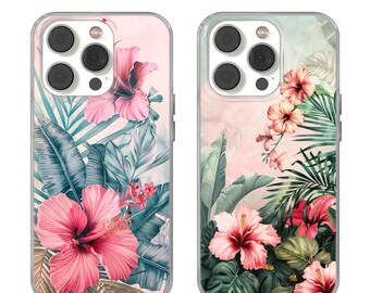 Tropical flowers Phone Case Hibiscus cover for iPhone 16e, 15,14, 13, 12, 11, SE, Samsung S25, A15, S21, S23 Ultra, Google pixel 8, 9 Pro