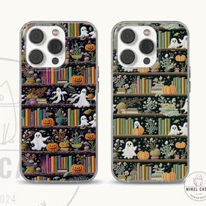 Embroidery Bookish Phone Case Halloween cover for iPhone 16e, 14, 13, 12, 11, SE, Samsung S25 Edge, A15, S21, S23, Pixel 9A, 8 Pro