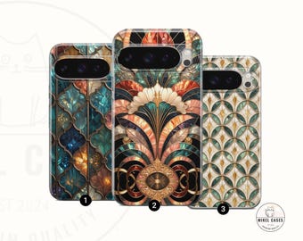Funda Art Déco para Pixel 10, Pixel 9a y Pixel 8a. Carcasa de vidriera para iPhone 16e, 14 Pro Max, iPhone 13, Samsung S25 Edge y A16.
