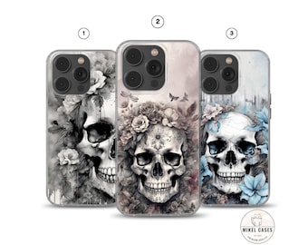 Skull Skeleton Phone Case: iPhone 17, Pixel 10, Clear Soft Gel Cover