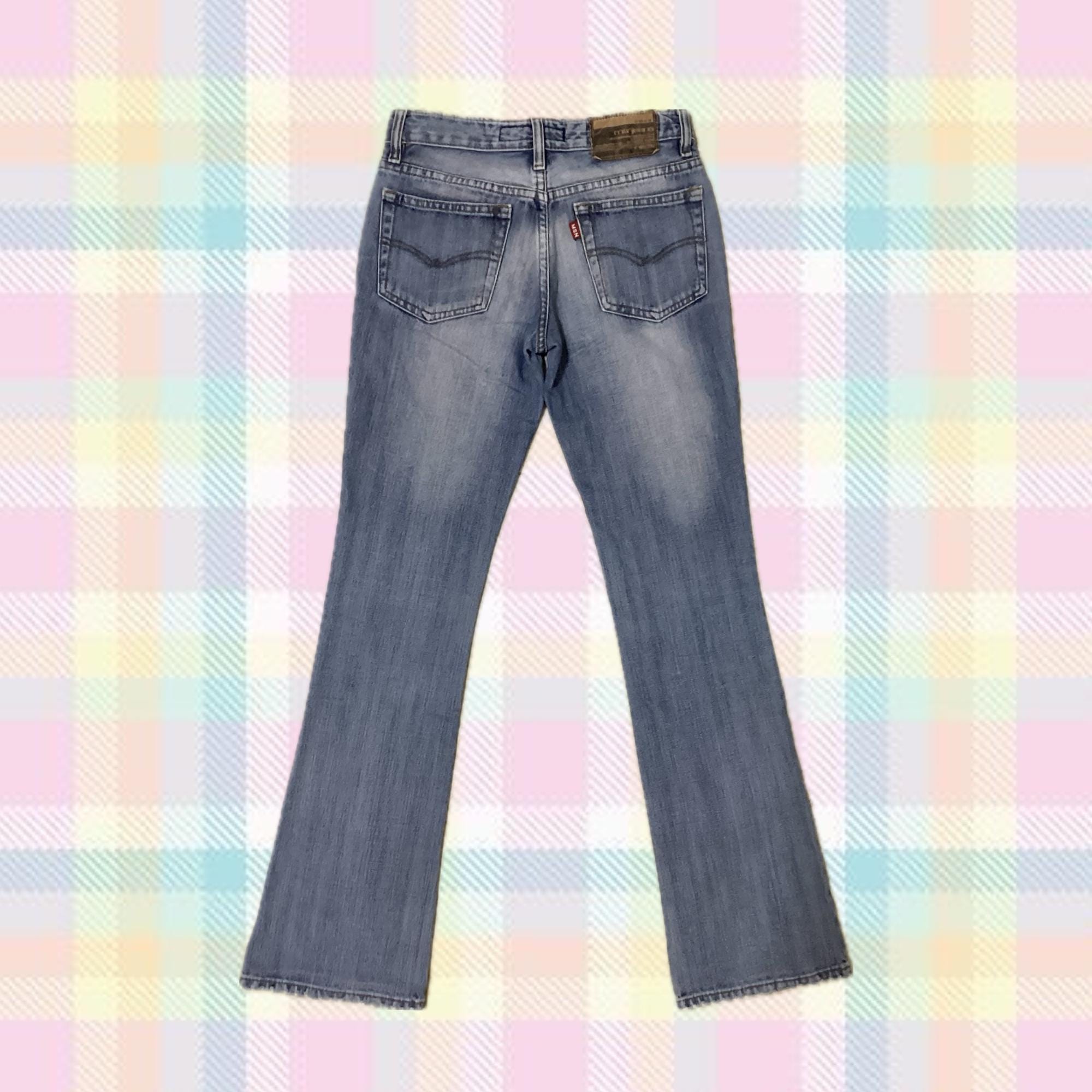 Y2K Mcbling グランジ ウォッシュドデニム ダメージデニム パンツ 