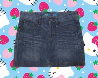 No&j BlueJeans Vintage Y2k 2000s 90s Mcbling Harajuku Grunge Blue Denim Low Waist Low Rise Mini Skirt For Teenager Adult