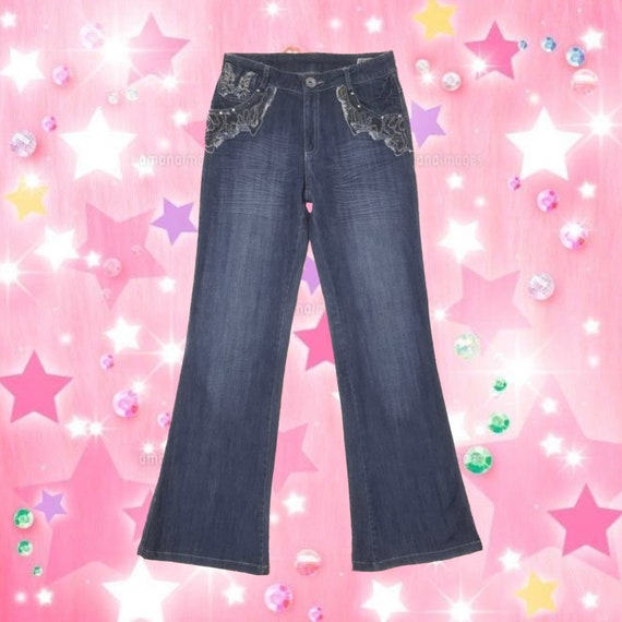 Bershka Vintage Grunge Y2k Mcbling 2000s 90s Harajuku Rock Blue 