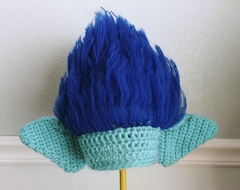 Crochet Troll Hat - Happy Branch - Cartoon Costume Hat - Trolls Movie Hats - Silly and Chunky Crochet Hat