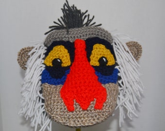 Crochet Rafiki the Mandrill Hat - crochet Lion King hat costume - crochet animal hat - hats for boys - hats for girls - Halloween costume