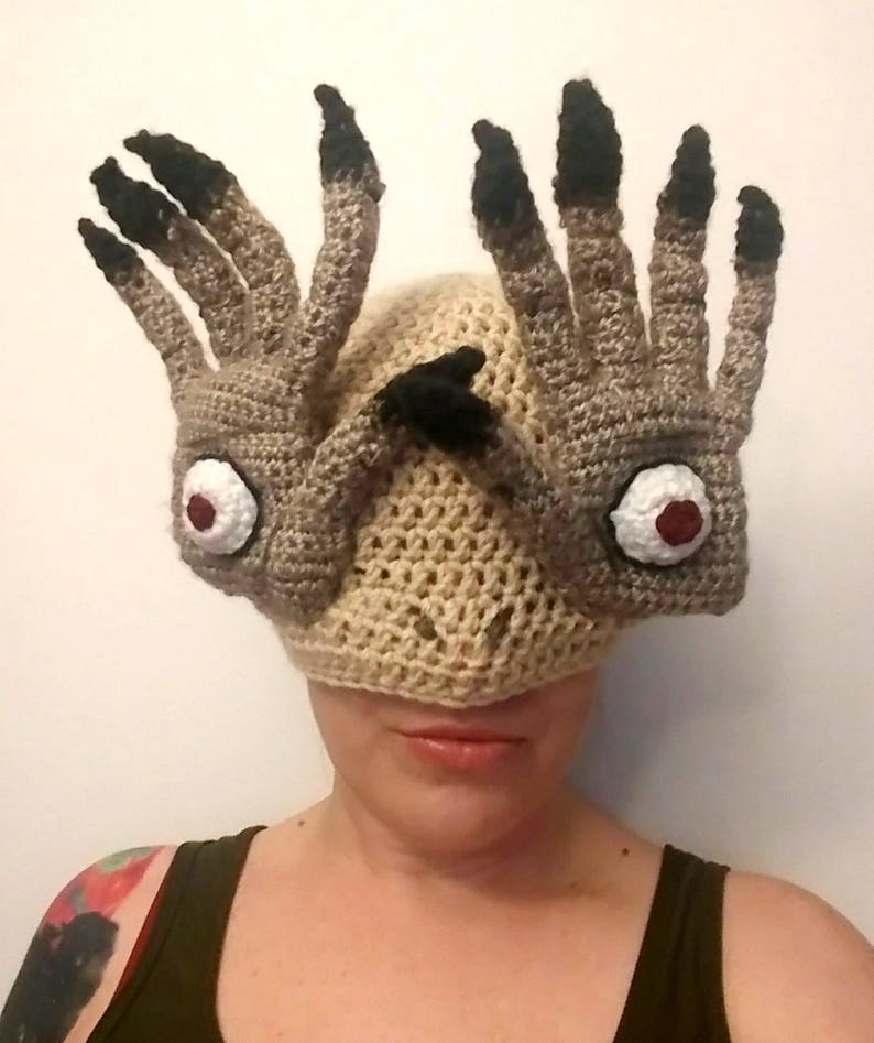 Crochet Pan's Labyrinth Hat Crochet Monster Hat Pale Man Hat crochet mens womens hat Halloween costume image 1