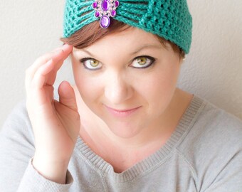 Flapper Girl Cloche Hat in Mermaid Blue-Green - choose your own brooch - winter hats for women - winter hats for baby girls