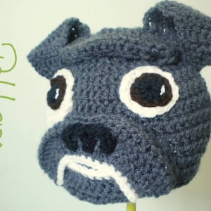 Crochet Hat Pattern - Crochet Bulldog Animal Beanie with Floppy Ears, Wrinkly Snout - Crochet Beanie Pattern