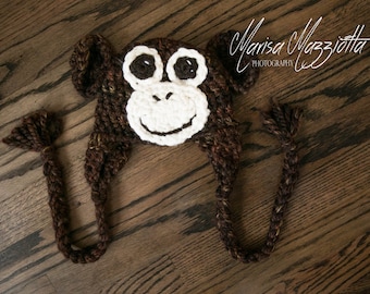 Crochet Monkey Hat for Men and Women - crochet animal hats - Curious George cartoon character hats