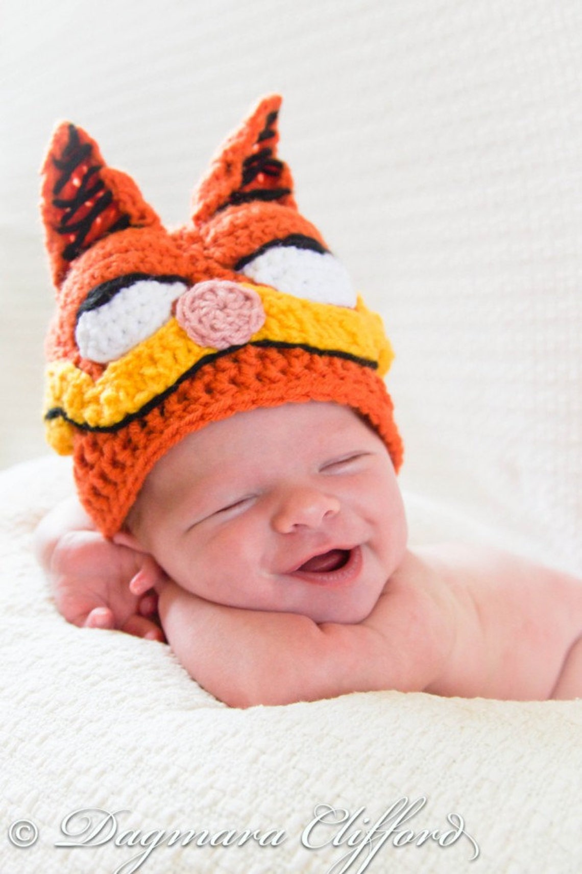 Crochet Hat Pattern Crochet Garfield Beanie in Nectarine Etsy